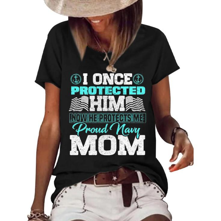 Proud Navy Mom V3 Women's Short Sleeve Loose T-shirt