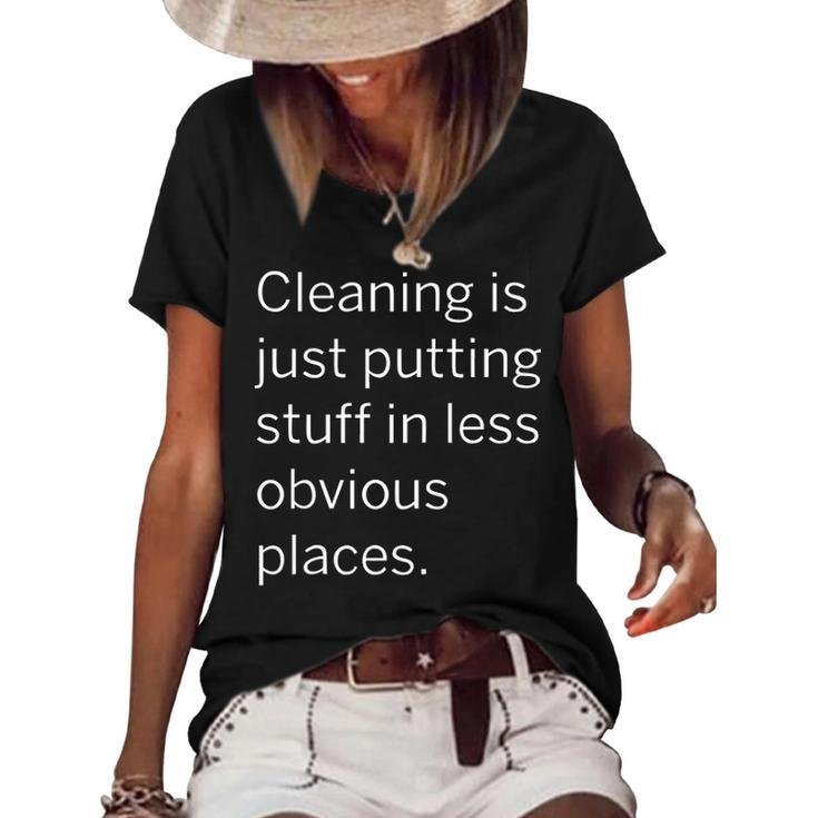 Putting Stuff In Less Obvious Places Women's Short Sleeve Loose T-shirt