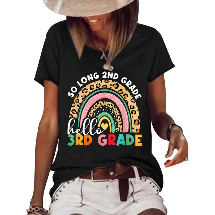Rainbow So Long 2Nd Grade Hello 3Rd Grade Teacher Kids  Women's Short Sleeve Loose T-shirt