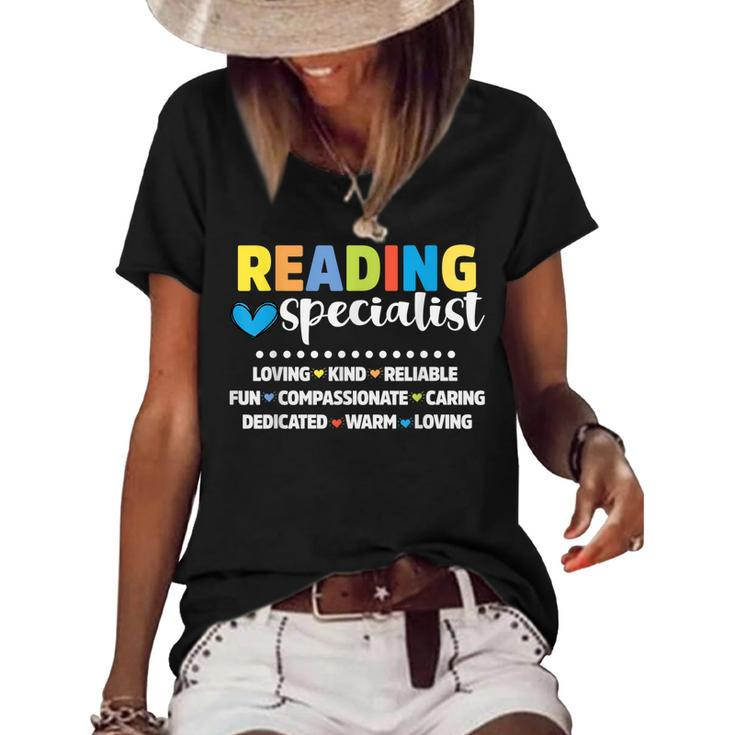 Reading Teacher Literacy Coach Cute Reading Specialist  Women's Short Sleeve Loose T-shirt