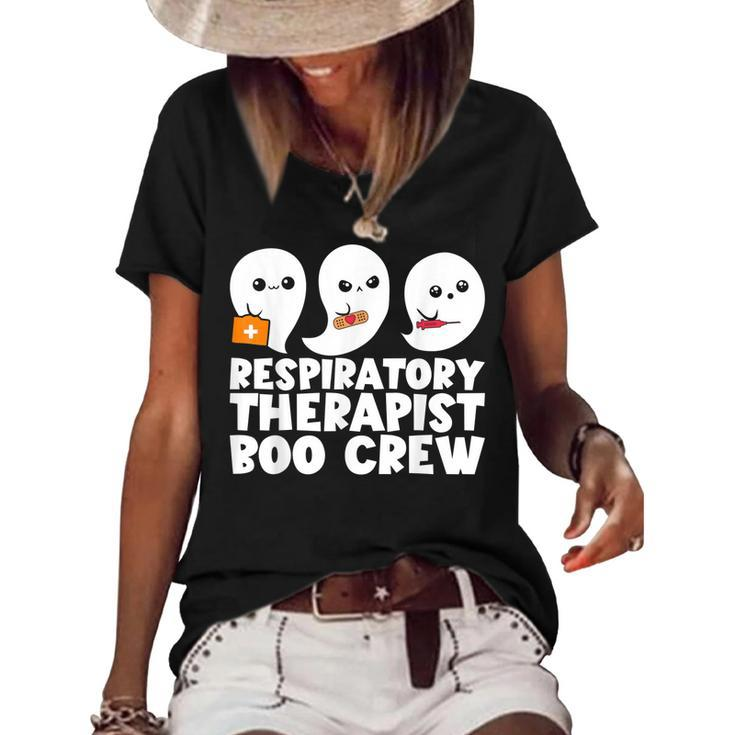 Respiratory Therapist Boo Crew Rt Halloween Ghost  Women's Short Sleeve Loose T-shirt