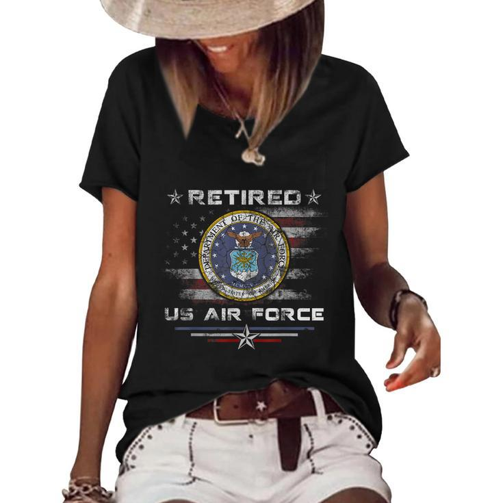 Retired Us Air Force Veteran Great Gift Thanksgiving Gift Graphic Design Printed Casual Daily Basic V3 Women's Short Sleeve Loose T-shirt