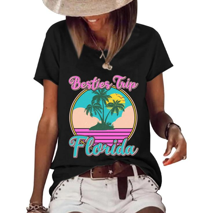 Retro Vintage Besties Trip Florida Women's Short Sleeve Loose T-shirt