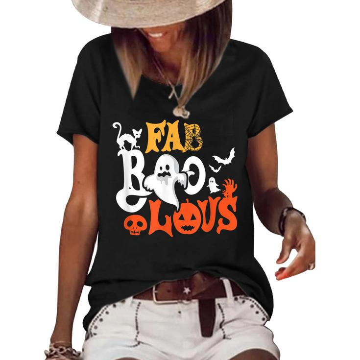 Retro Vintage Boo Fabboolous Halloween Party Costume  Women's Short Sleeve Loose T-shirt