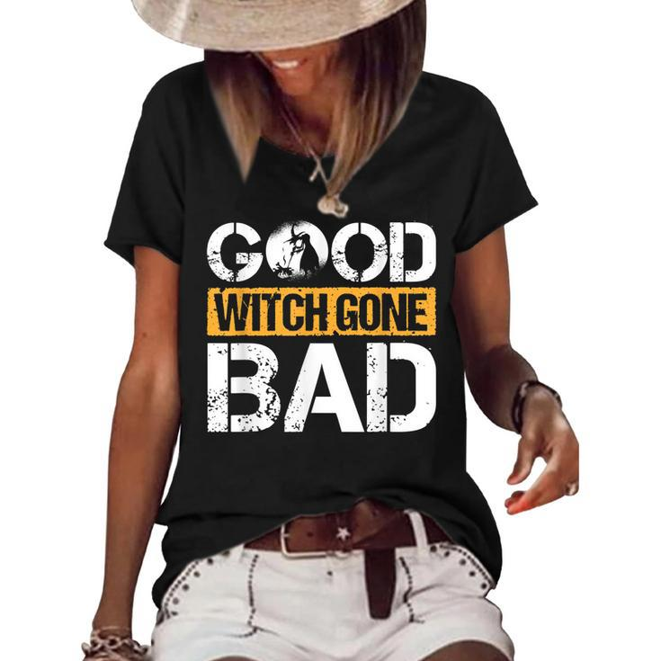 Retro Vintage Halloween Costume Good Witch Gone Bad  Women's Short Sleeve Loose T-shirt