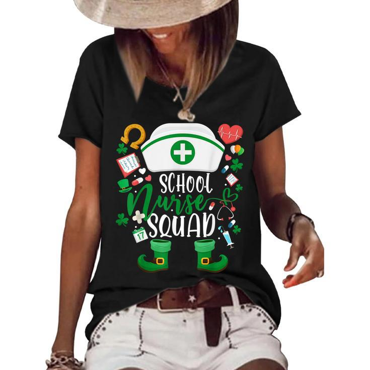 School Nurse Squad Irish Shamrock  Nurse St Patricks Day  Women's Short Sleeve Loose T-shirt