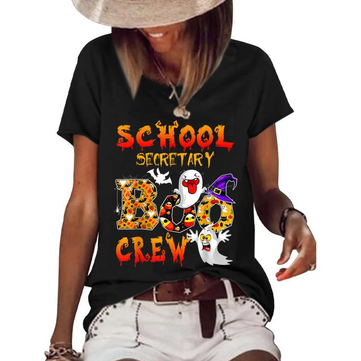 School Secretary Boo Crew Halloween School Men Women Kid  Women's Short Sleeve Loose T-shirt