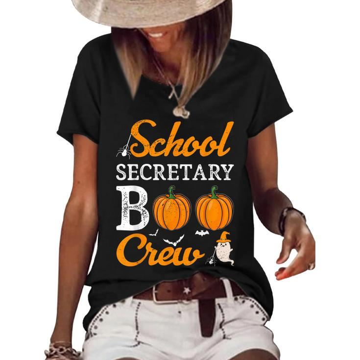 School Secretary Boo Crew Halloween School Office Squad  Women's Short Sleeve Loose T-shirt
