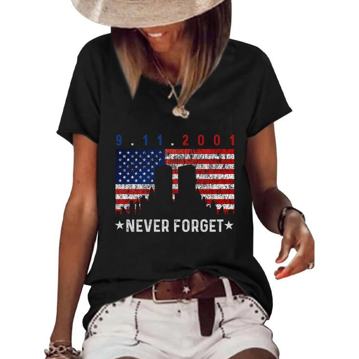 September 11Th 9 11 Never Forget 9 11 Tshirt9 11 Never Forget Shirt Patriot Day Women's Short Sleeve Loose T-shirt