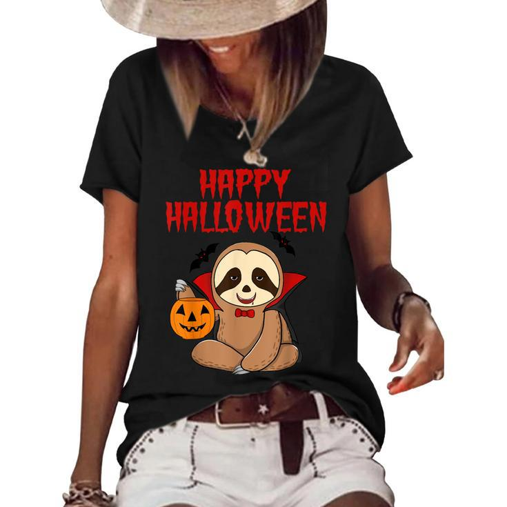 Sloth Halloween Vampire  Trick Or Treat Kids Parents Women's Short Sleeve Loose T-shirt