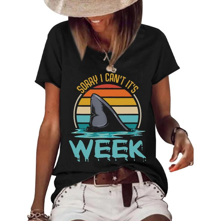 Sorry I Cant Its Week Ocean Scuba Diving Funny Shark Lover  Women's Short Sleeve Loose T-shirt
