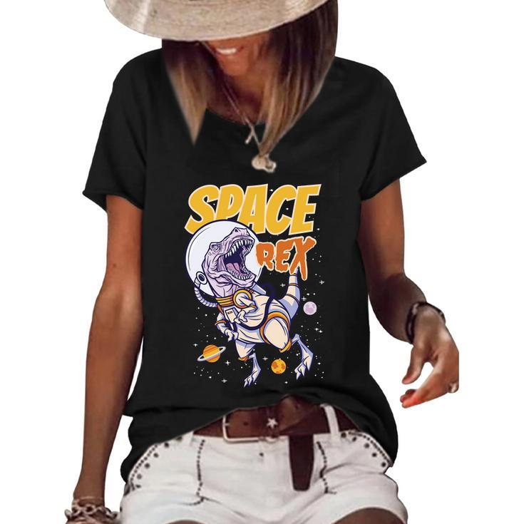 Space Rex Dinosaur Galaxy Women's Short Sleeve Loose T-shirt