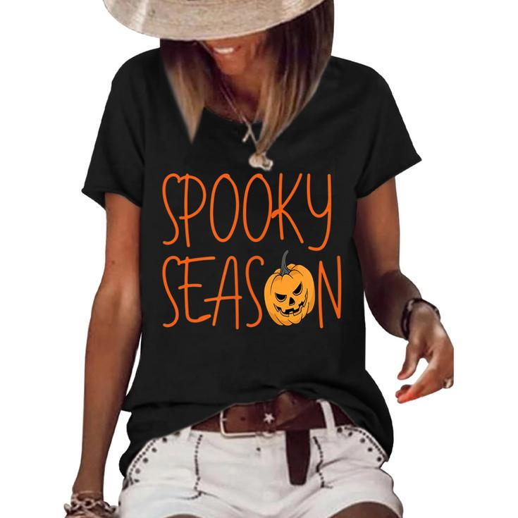 Spooky Season Cute Halloween  Fall Season  Women's Short Sleeve Loose T-shirt