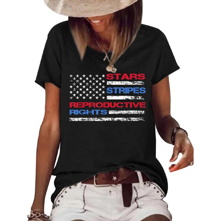 Stars Stripes & Reproductive Rights 4Th Of July Equal Rights  Women's Short Sleeve Loose T-shirt