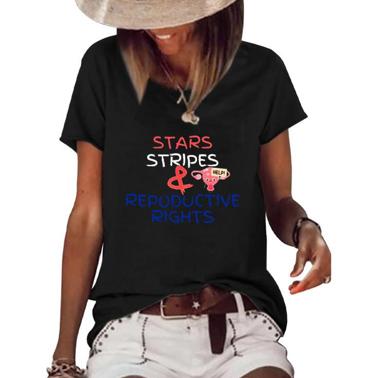 Stars Stripes And Reproductive Rights Roe V Wade Overturn Fight For Women&8217S Rights Women's Short Sleeve Loose T-shirt