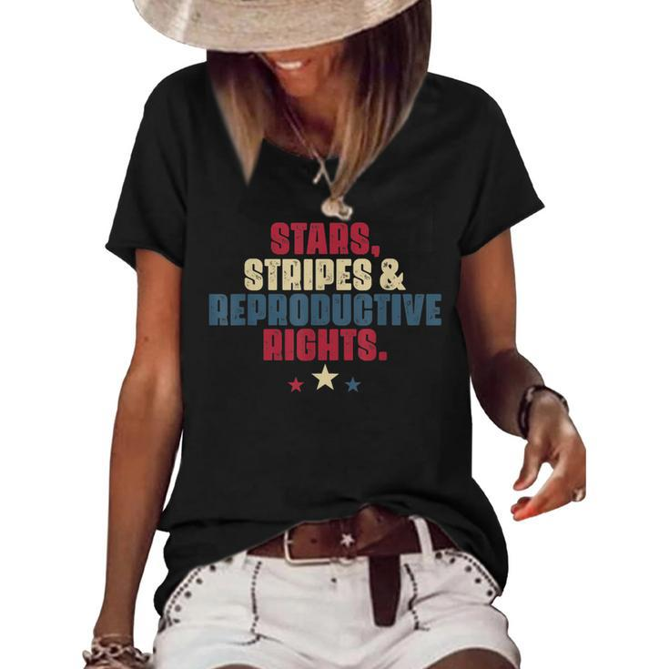 Stars Stripes Reproductive Rights Patriotic 4Th Of July  V2 Women's Short Sleeve Loose T-shirt