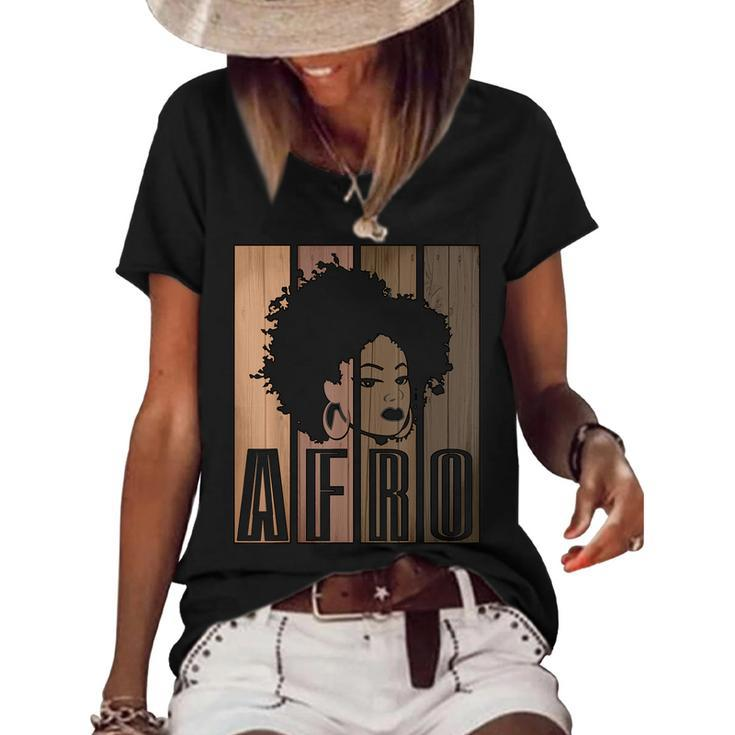 Strong Black Afro Girl African American Melanin Afro Queen  V2 Women's Short Sleeve Loose T-shirt
