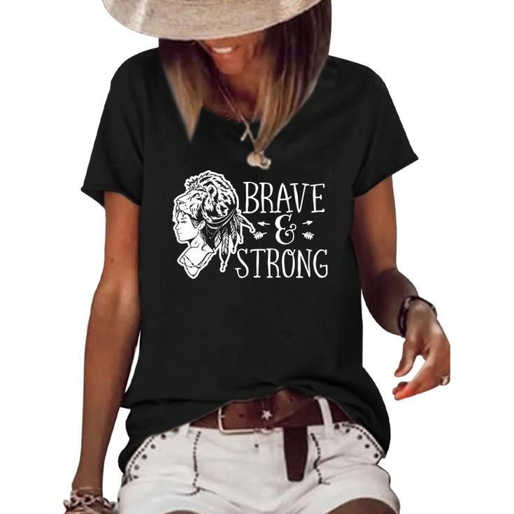 Strong Woman Brave And Strong For Dark Colors White Women's Short Sleeve Loose T-shirt