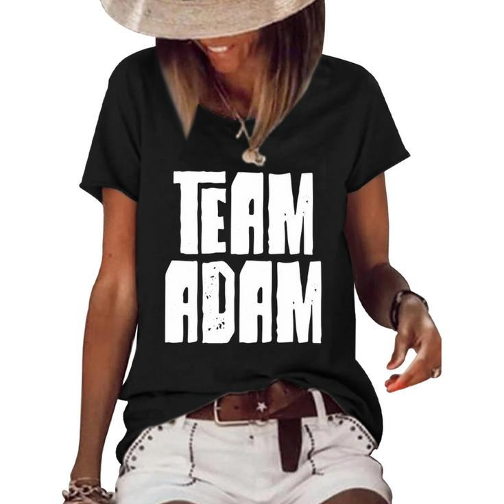 Team Adam Son Dad Mom Husband Grandson Sports Family Group Women's Short Sleeve Loose T-shirt