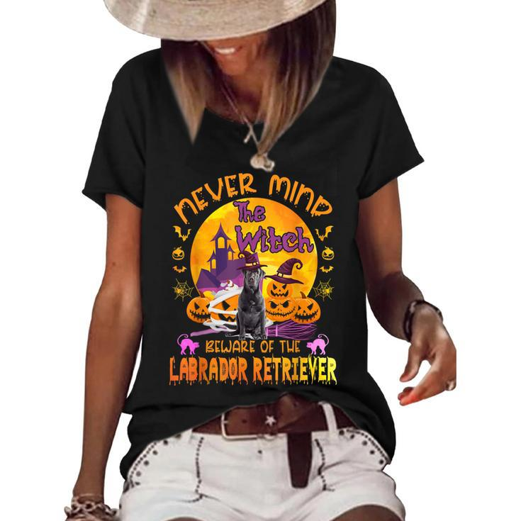 The Witch Beware Of The Labrador Retriever Halloween  Women's Short Sleeve Loose T-shirt