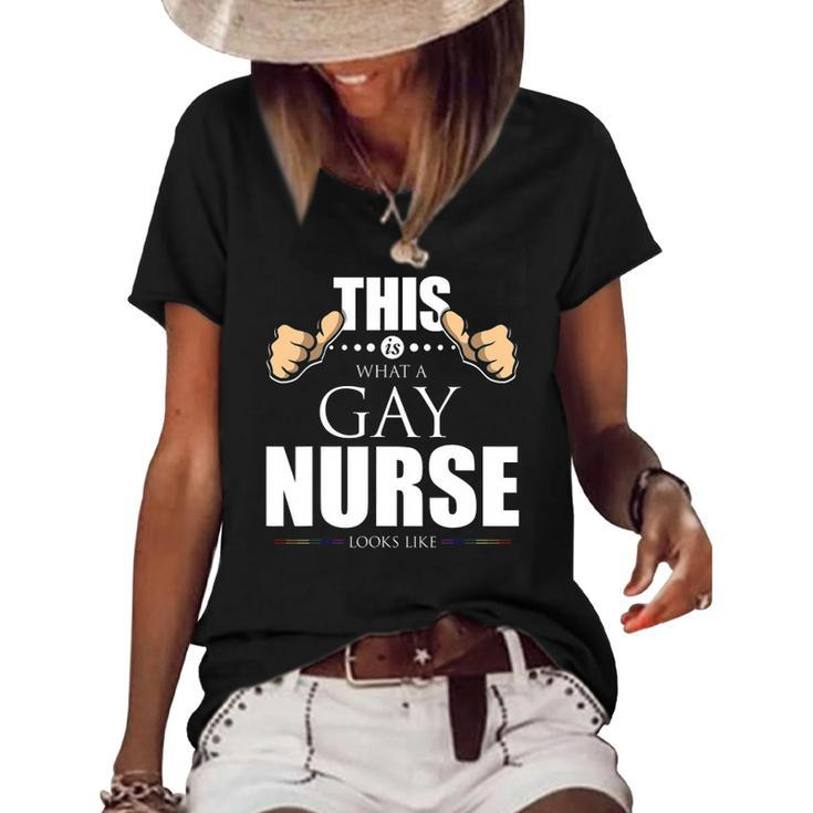 This Is What A Gay Nurse Looks Like Lgbt Pride Women's Short Sleeve Loose T-shirt