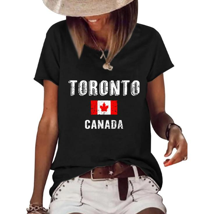 Toronto Canada Retro Vintage National Pride Gift Souvenir Gift Women's Short Sleeve Loose T-shirt