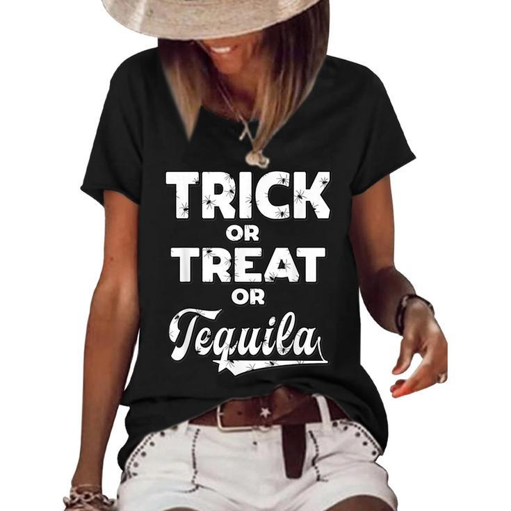 Trick Or Treat Or Tequila Halloween Costume Gift  Women's Short Sleeve Loose T-shirt