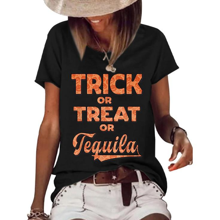 Trick Or Treat Or Tequila Horror Halloween Costume  Women's Short Sleeve Loose T-shirt