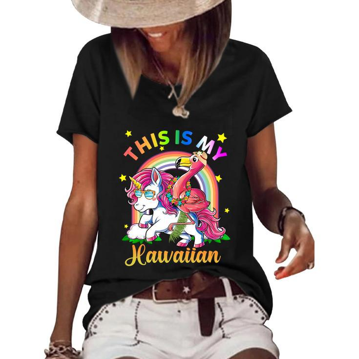 Unicorn Summer Beach Vacation This Is My Hawaiian Gift Women's Short Sleeve Loose T-shirt