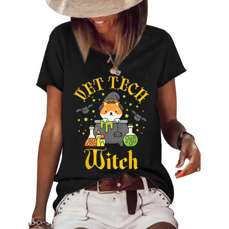 Vet Tech Witch Halloween Veterinary Technician Women  Women's Short Sleeve Loose T-shirt