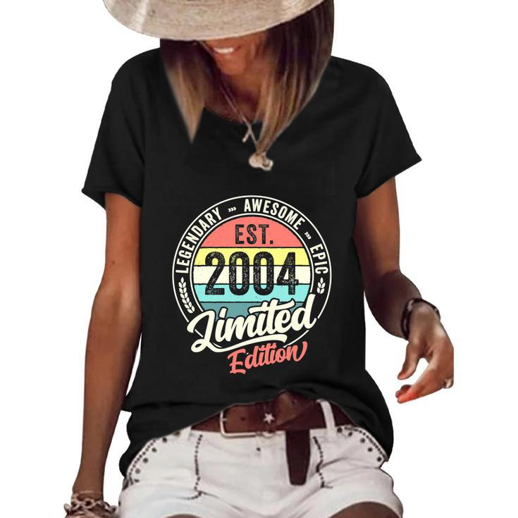 Vintage 18 Year Old Est 2004 Limited Edition 18Th Birthday Women's Short Sleeve Loose T-shirt