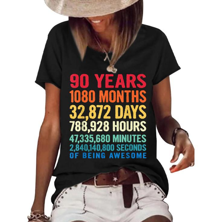 Vintage 90 Years Of Being Awesome Unique 90Th Birthday Gifts  Women's Short Sleeve Loose T-shirt
