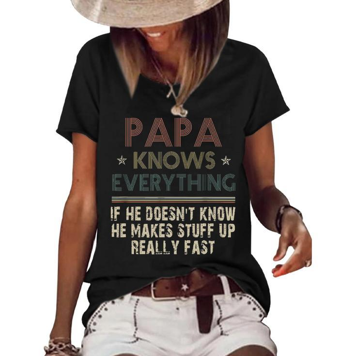 Vintage Papa Know Everything Gift For Fathers Day  Women's Short Sleeve Loose T-shirt