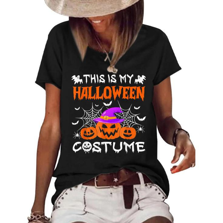 Vintage This Is My Halloween Costume Apparel Funny Retro  Women's Short Sleeve Loose T-shirt