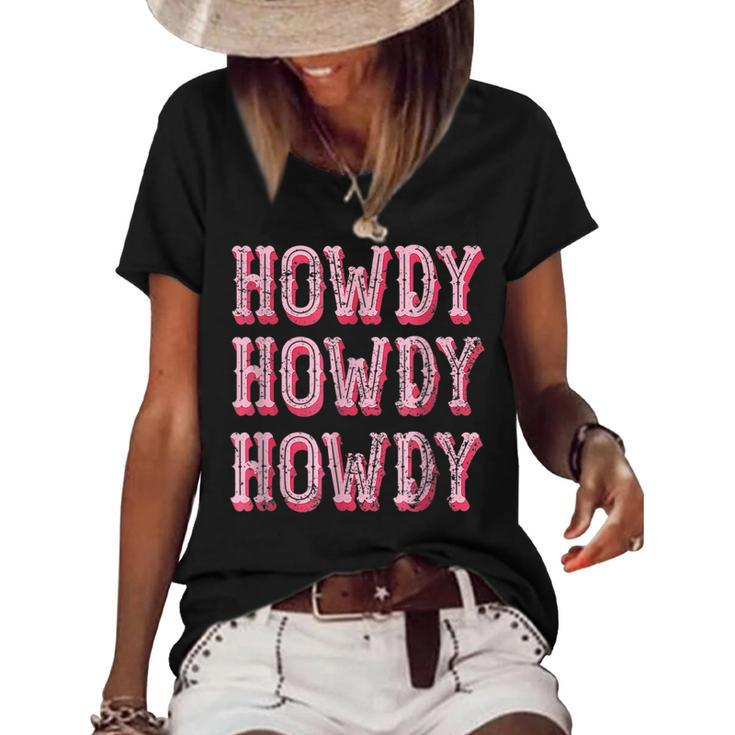 Vintage White Howdy Rodeo Western Country Southern Cowgirl  V3 Women's Short Sleeve Loose T-shirt