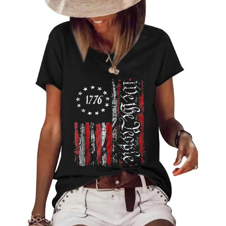 We The People American History 1776 Independence Day Vintage Women's Short Sleeve Loose T-shirt
