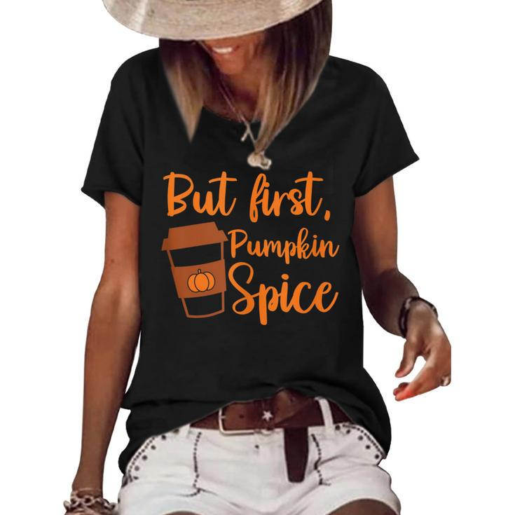Women Pumpkin Spice Fall Season  Women's Short Sleeve Loose T-shirt