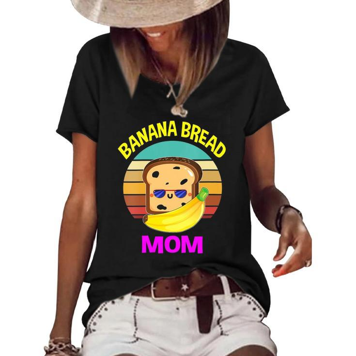 Womens Banana Bread Mom Lovers Food Vegan Gifts Mama Mothers  Women's Short Sleeve Loose T-shirt