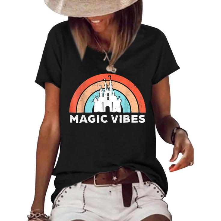 Womens Magic Vibes Cute Matching Vacation Tops  Women's Short Sleeve Loose T-shirt