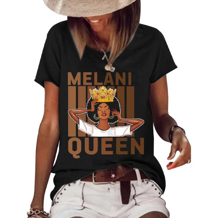 Womens Melanin Queen Black History Month African Pride Black Queen  Women's Short Sleeve Loose T-shirt