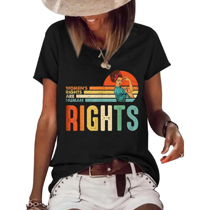 Womens Rights Are Human Rights Feminist Pro Choice Vintage  Women's Short Sleeve Loose T-shirt
