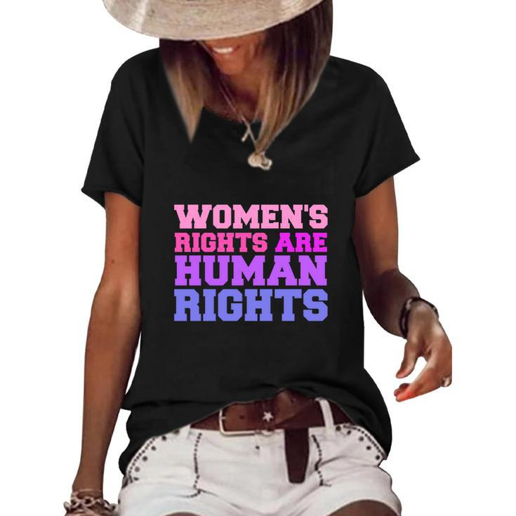 Womens Rights Are Human Rights Feminist Pro Choice Women's Short Sleeve Loose T-shirt