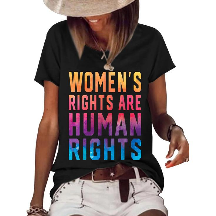 Womens Rights Are Human Rights Pro Choice Tie Dye  Women's Short Sleeve Loose T-shirt