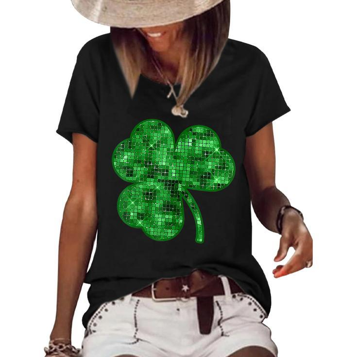 Womens St Patricks Day Shamrock Lucky Green  Women's Short Sleeve Loose T-shirt
