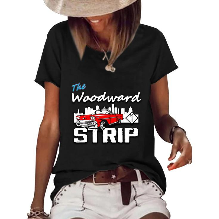 Woodward Strip Classic Car Graphic Design Printed Casual Daily Basic Women's Short Sleeve Loose T-shirt