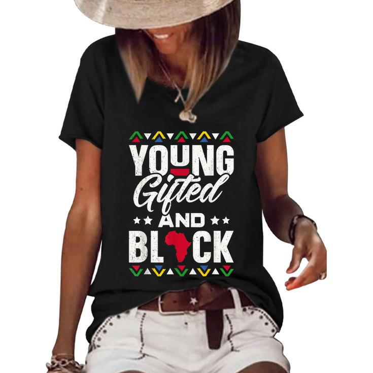Young Gifted & Black African Pride Black History Month Women's Short Sleeve Loose T-shirt