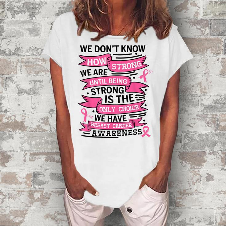 Breast Cancer Awareness Be Strong Hope Survivor Ribbon Women  Women's Loosen Crew Neck Short Sleeve T-Shirt