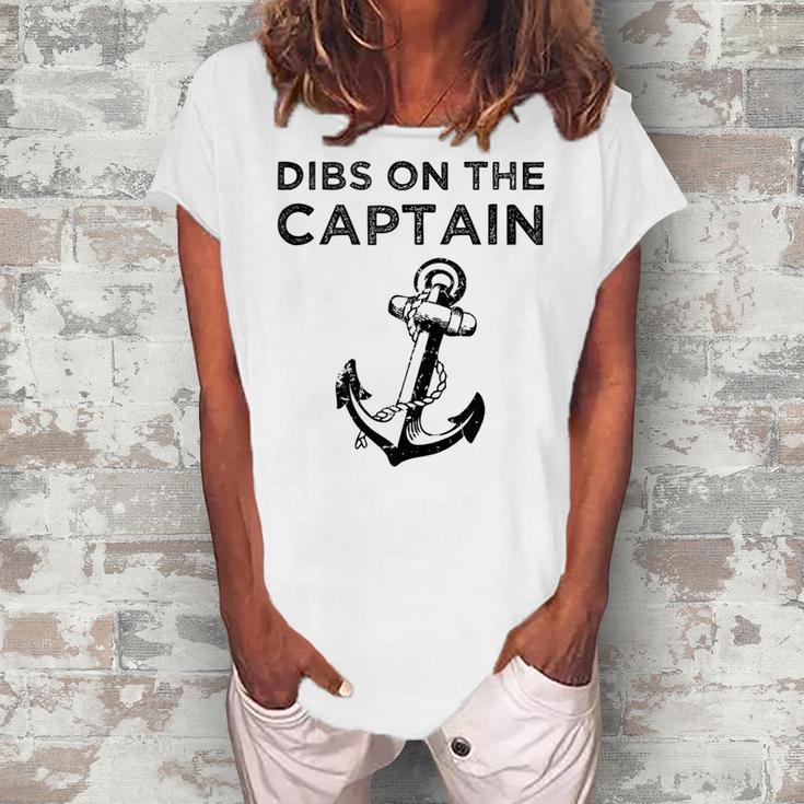 Dibs On The Captain Funny Captain Wife Dibs On The Captain  Women's Loosen Crew Neck Short Sleeve T-Shirt