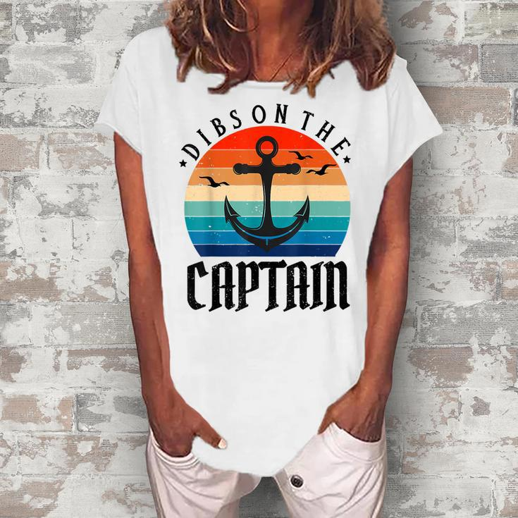 Funny Captain Wife Dibs On The Captain  V11 Women's Loosen Crew Neck Short Sleeve T-Shirt