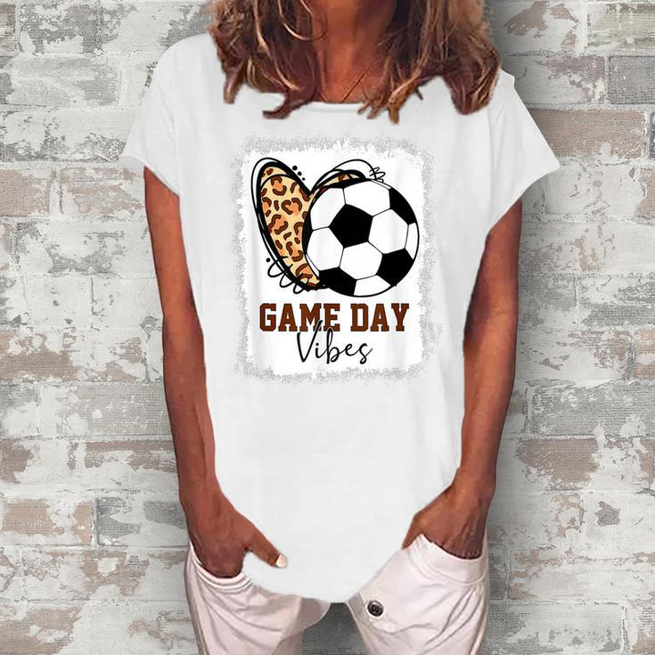 Funny Soccer Game Day Vibes Soccer Mom Game Day Season  Women's Loosen Crew Neck Short Sleeve T-Shirt